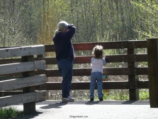 CareBear and Grams check out the pond.
