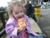 CareBear enjoys Fair pizza.