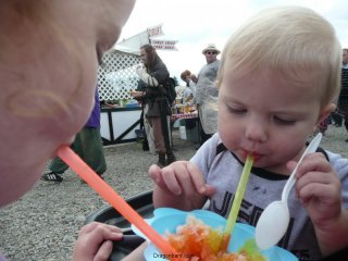 Sharing a shaved ice.