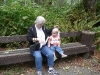 LiliBee and Grams on a bench.