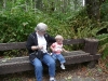 LiliBee and Grams on a bench.