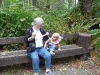 LiliBee and Grams on a bench.
