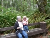 LiliBee and Grams on a bench.
