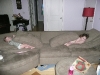 Two kids in the couch.