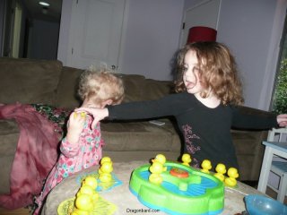 Playing with ducks.