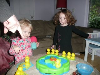 Playing with ducks.