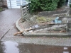 Smashed fence.