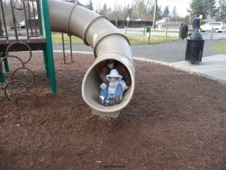 Mama and CareBear slide.