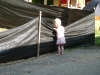 LiliBee checks on the lawn project.
