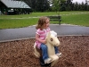 CareBear is on a horse.