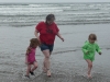 Running from the waves.