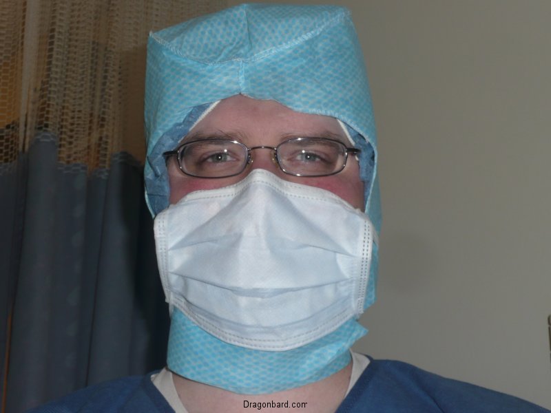Chris in surgical gear.