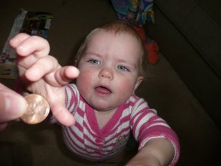 LiliBee wants to eat the penny.