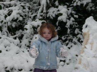 CareBear says snow is yummy.