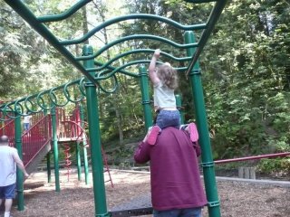 A little help on the monkey bars.