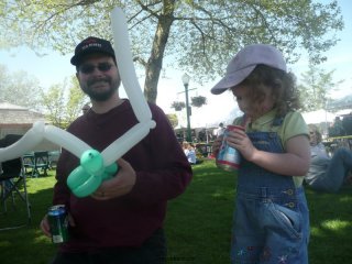 Papa and CareBear at the market.