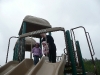 Contemplating the slide.