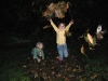 Jumping in leaves.
