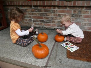 Decorating pumpkins!