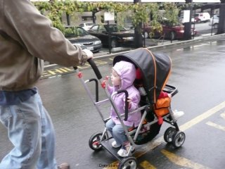 Out in the rain.
