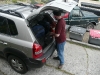 Chris unpacks the car.